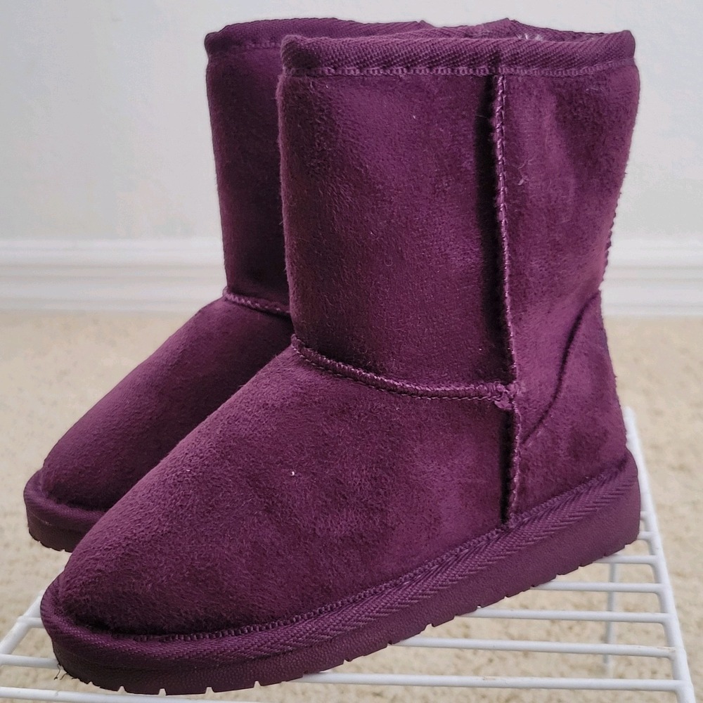 Dawgs Microfiber Boots Toddler 4/5 Purple Faux Shearling Memory Foam Slip Resist - Picture 3 of 9